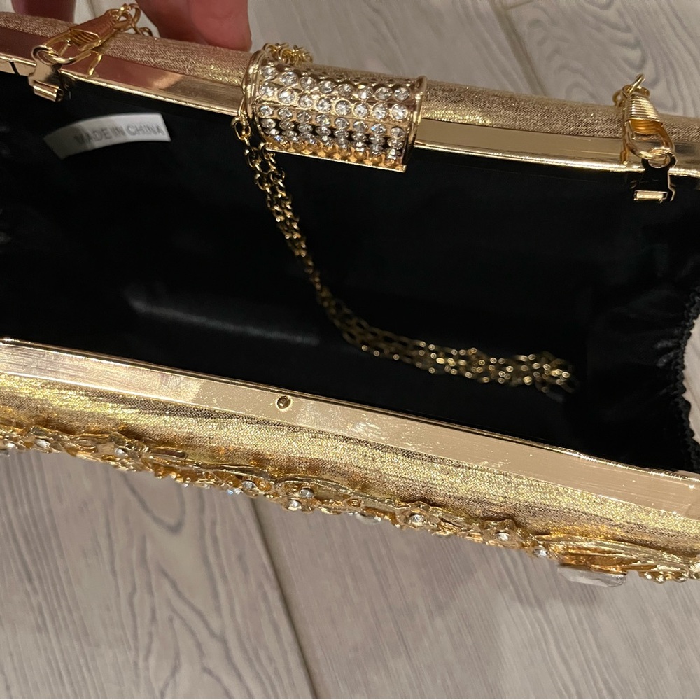Gold Embellished Floral Clutch - Picture 10 of 12